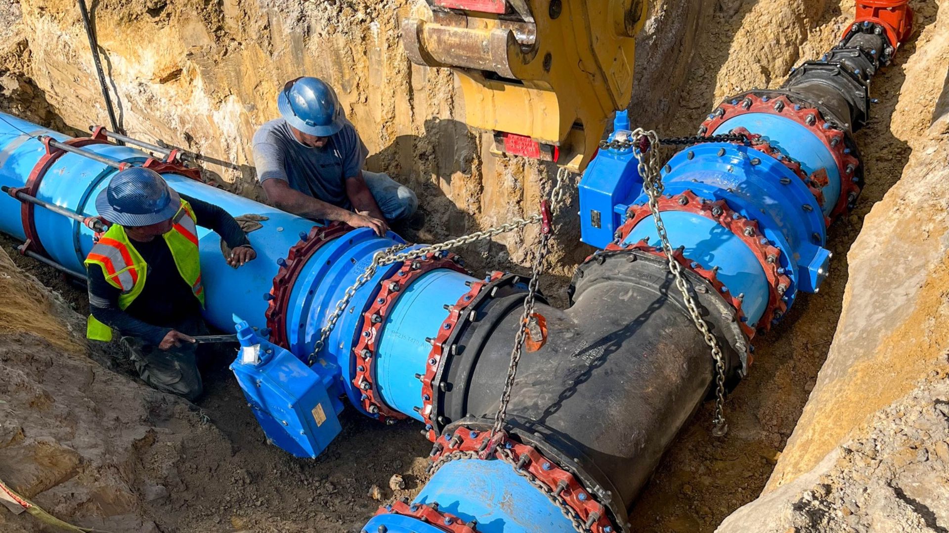 Construction workers are laying the foundation for a transformative project: a new 24-inch waterline to support (EV) battery plant expansion