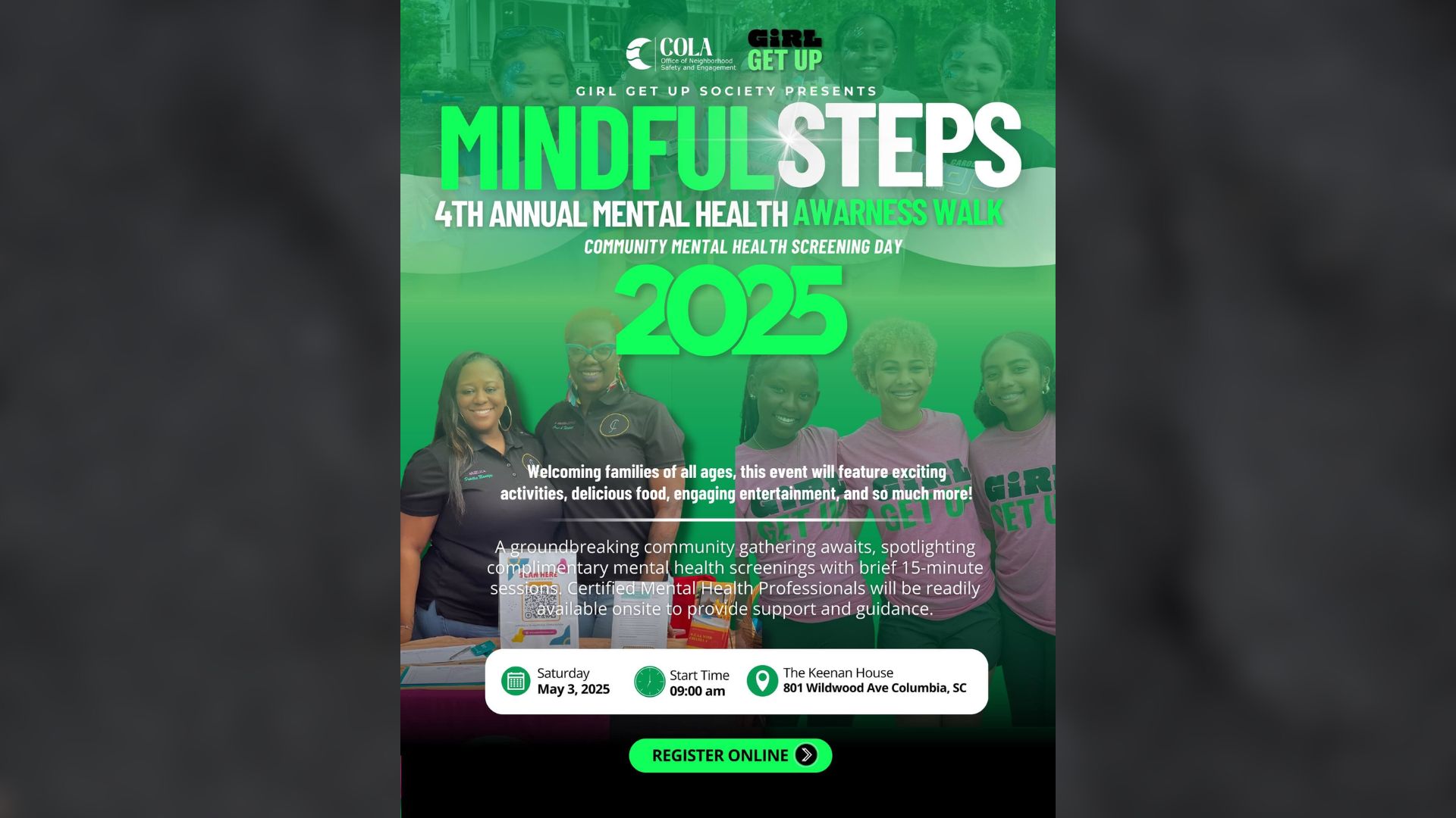 A dynamic community event focused on mental health awareness and support, the Annual Mindful Steps Walk is taking place on Saturday, May 3