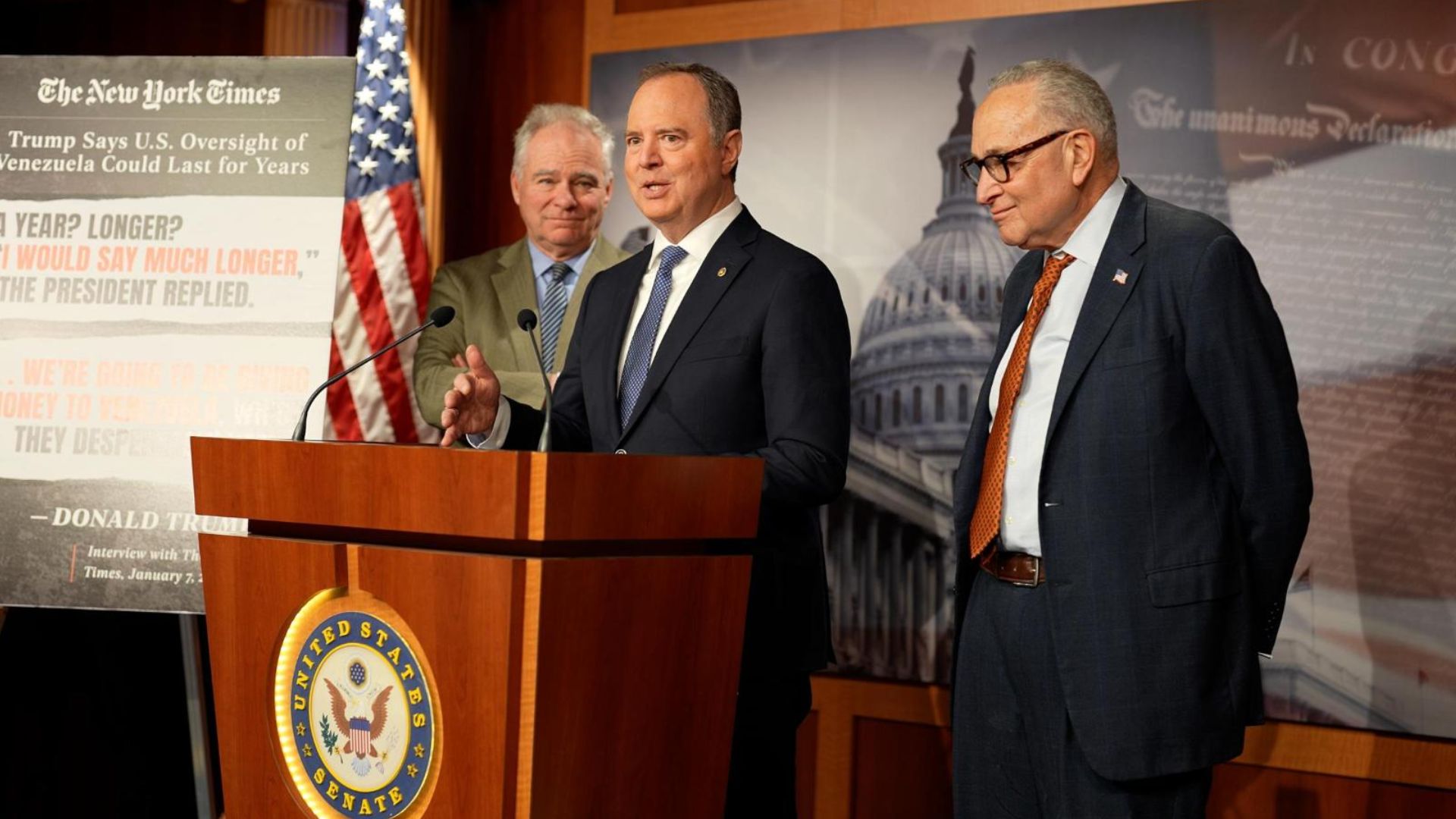 California Senator Adam Schiff placed FEMA funding back in the middle of a heated Senate fight Thursday, arguing that states hit by fires, floods and other disasters should not be left waiting while already-approved federal aid remains delayed.