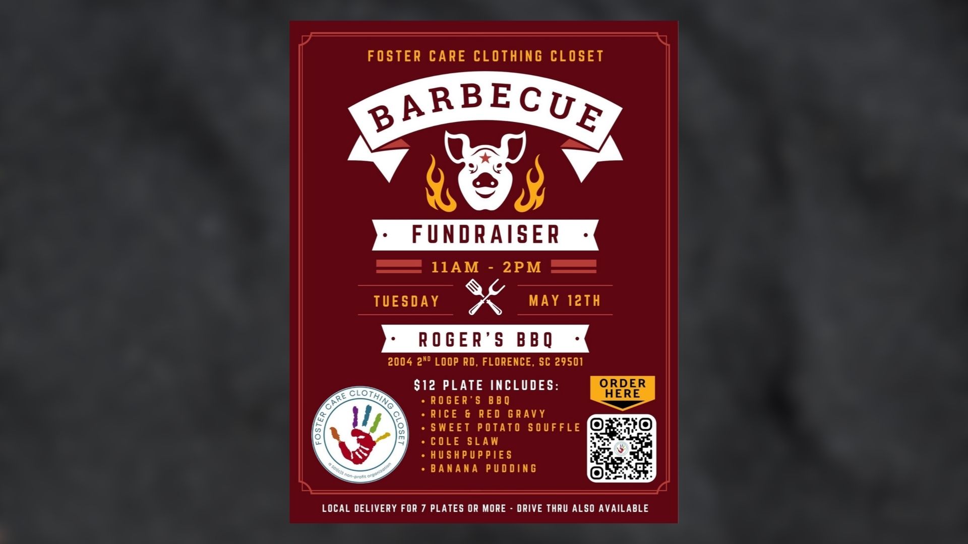 The Foster Care Clothing Closet is preparing to turn a spring afternoon into a show of community support, comfort food and generosity as it hosts its FCCC BBQ fundraiser on Tuesday, May 12.